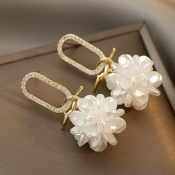 Flower Design Alloy Drop Earrings - Picture 2 of 3
